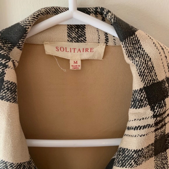 Anthropologie Solitaire faux suede plaid belted coat Size Medium Ladies - Picture 4 of 5